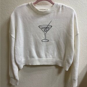 Moon & Madison Cream Sweater with Martini Design XS/S